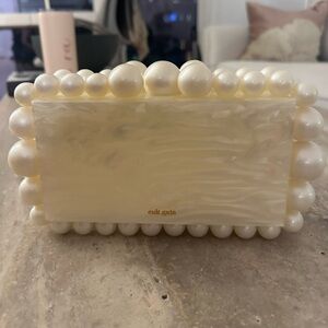 Cult Gaia EOS Clutch Pearl Evening Bag in Ivory White Bridal